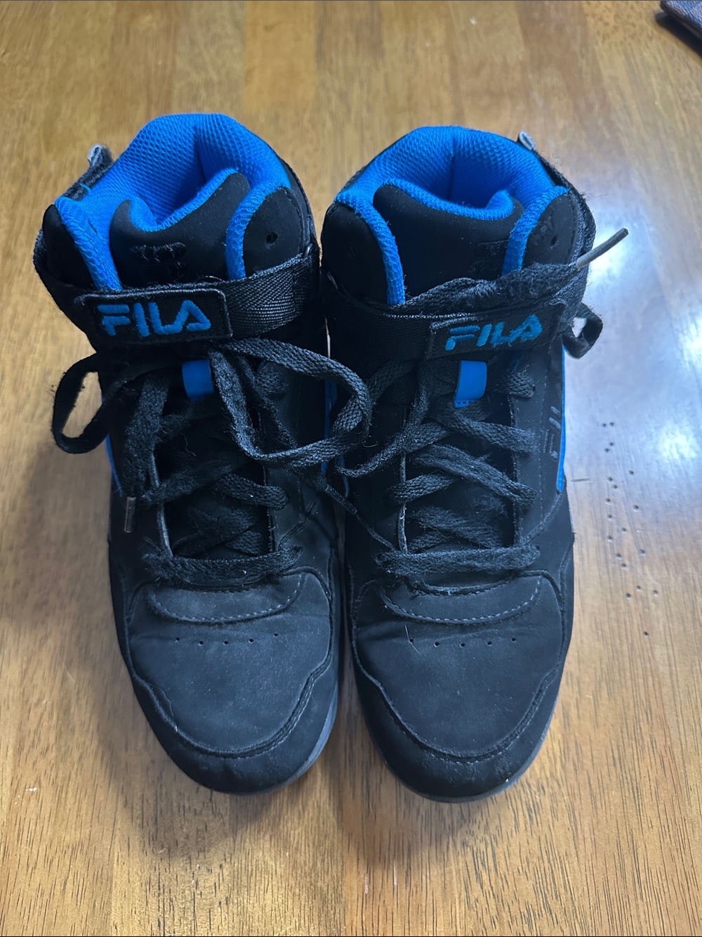 FILA Kids Black and Blue High-Top Sneakers with Velcro Strap